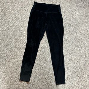 Athleta Elation Velvet Ultra High Rise Womens S Leggings Black Velvet Front
